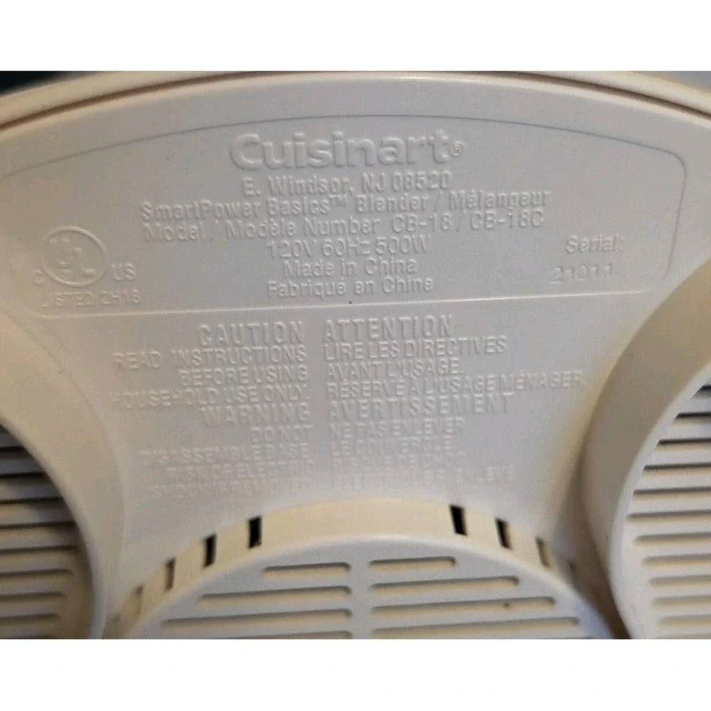 Cuisinart Replacement SmartPower Blender CB-18 White Base Only Excellent